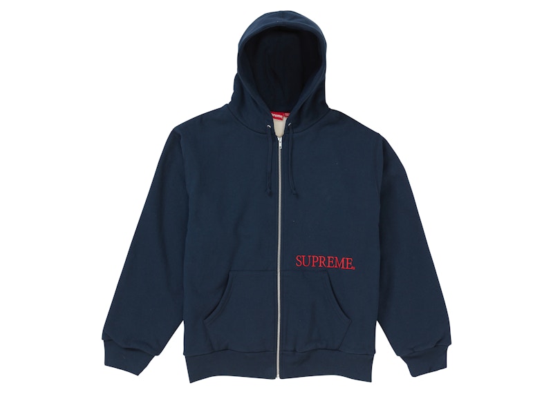 Supreme Thermal Zip Up Hooded Sweatshirt Navy Men's - FW19 - US