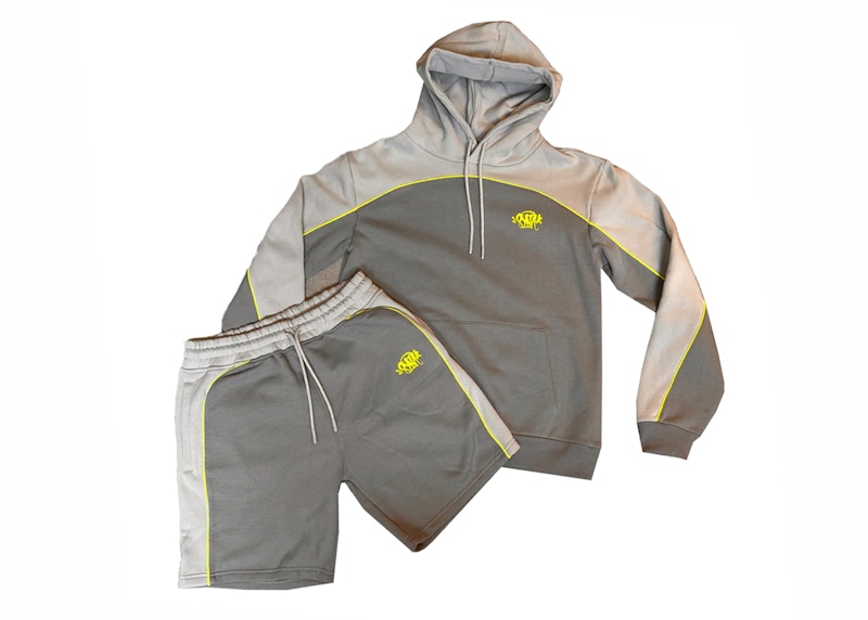 Syna World Pipe Hoodie & Short Set Grey/Yellow Men's - SS24 - US