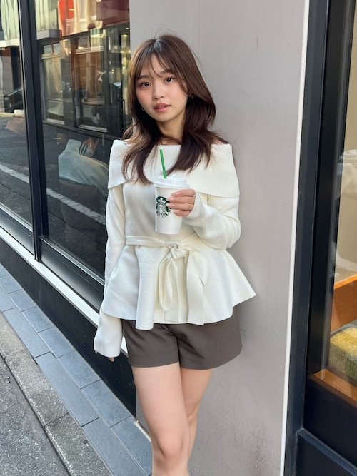 チュールレイヤードペプラムニットトップス 春服（ニット/セーター