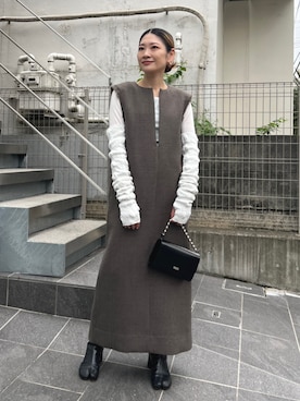 TODAYFUL/トゥデイフル】Doubleface Wool Keyneck Dress/ダブルタック