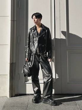 Rick Owensのアイテムを使った「レザーパンツ」の人気ファッション