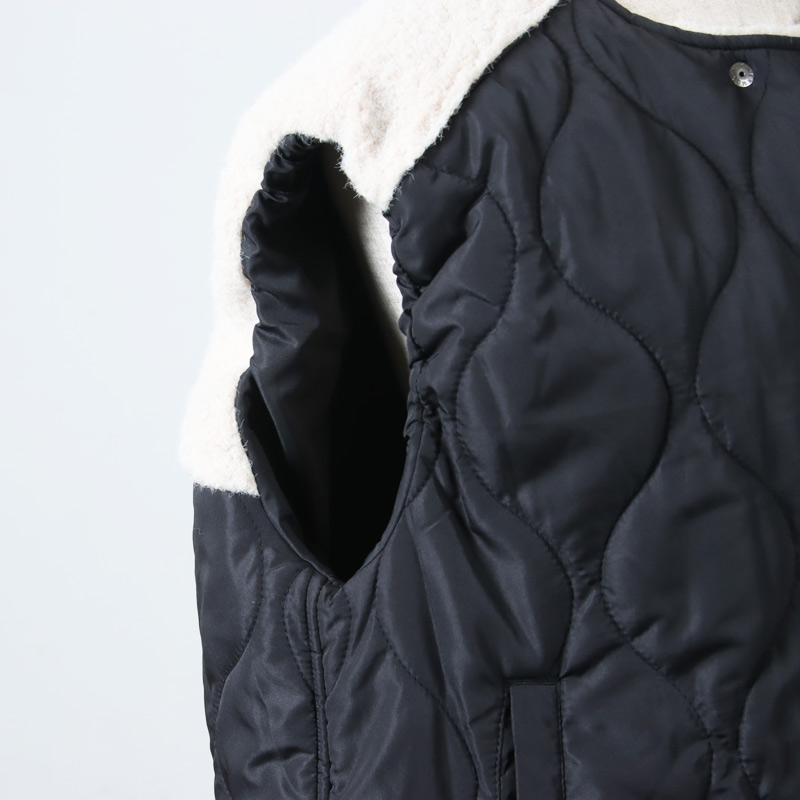 blanc basque (ブランバスク) キルティング×ボアショートベスト / ポリ