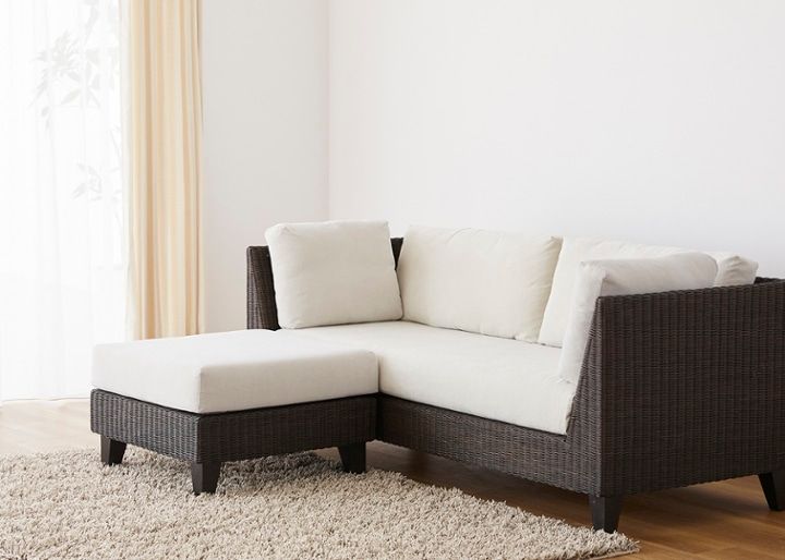 ラン・コンパクトソファ オットマン (ラタン)～狭いリビングダイニング