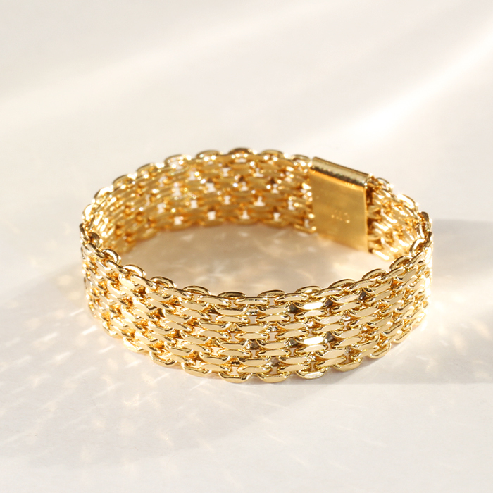 イタリー K18YG ビスマルク チェーンリング リング 指輪 18金 人気