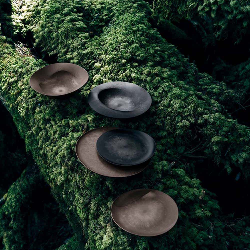 エイラス中皿ウェーブ杉皮ブラック22cm 4枚 こだわりのある人の普段