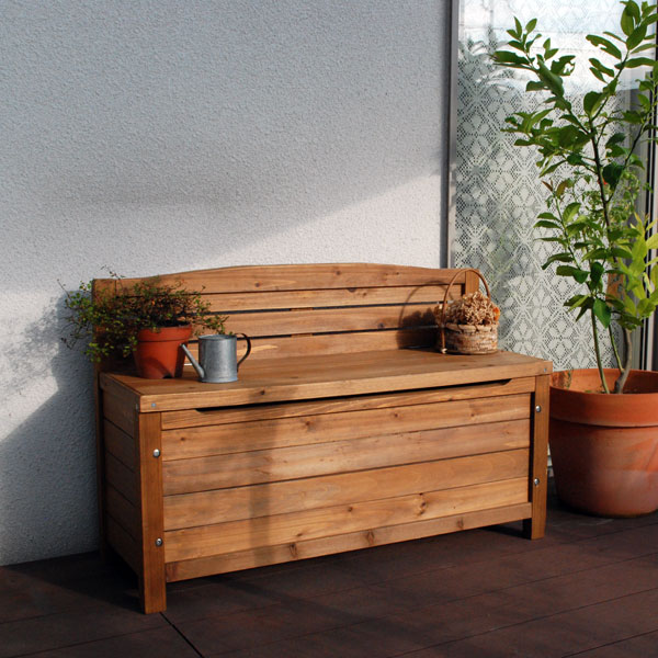 園芸ネット本店｜[送料無料]天然木ベンチストッカー ブラウン（GBN