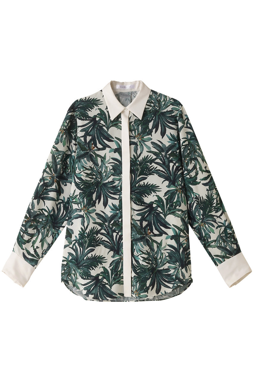 Col Pierrot(コル ピエロ)｜オリジナルリーフ柄ブラウス/グリーン の