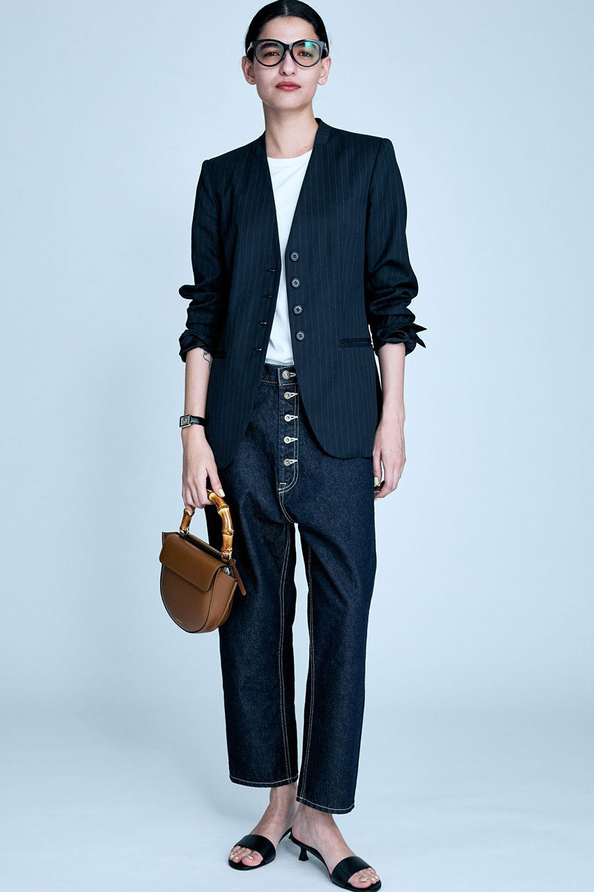 BRILL(ブリル)｜ウールピンストライプジャケット/ネイビー の通販