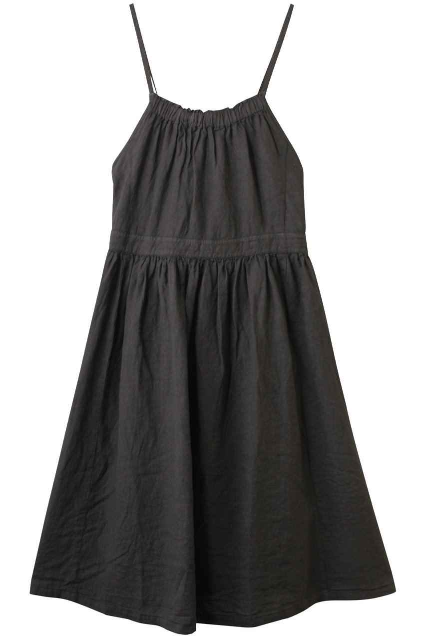 nest Robe(ネストローブ)｜水撚りリネンエプロンドレス/ダークブラウン