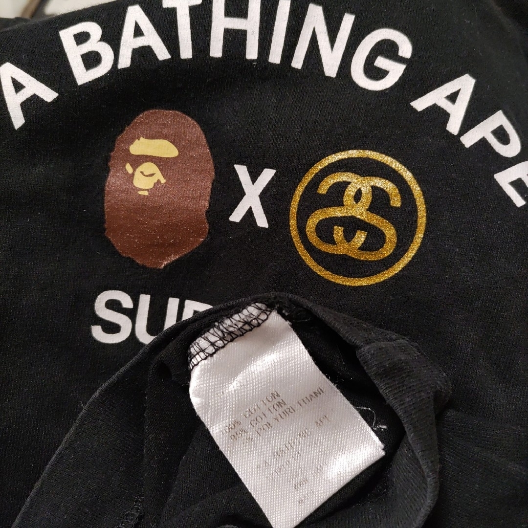 A BATHING APE - STUSSYエイプTシャツBAPEKIDS110cm黒A BATHING APEの