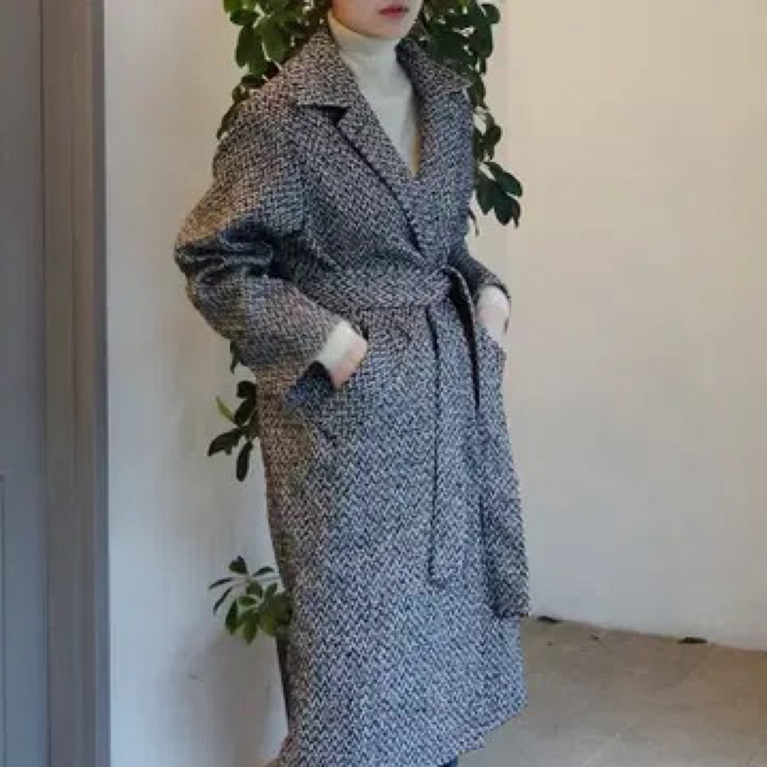 ZARA - ZARA ザラ ベルト付きヘリンボーンオーバーロングコート
