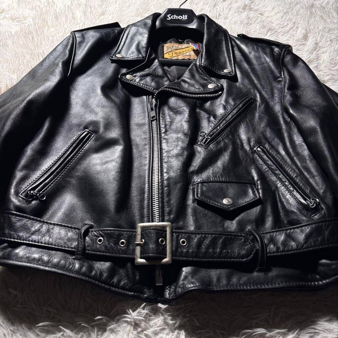 schott - 【米国製】schott ライダースジャケット ダブル 本革 黒 44