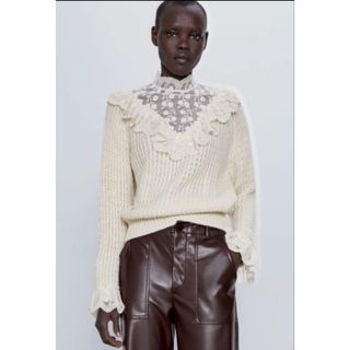 ZARA - 新品ZARA レースコンビニットセーター Mの通販 by ♡ちな♡'s
