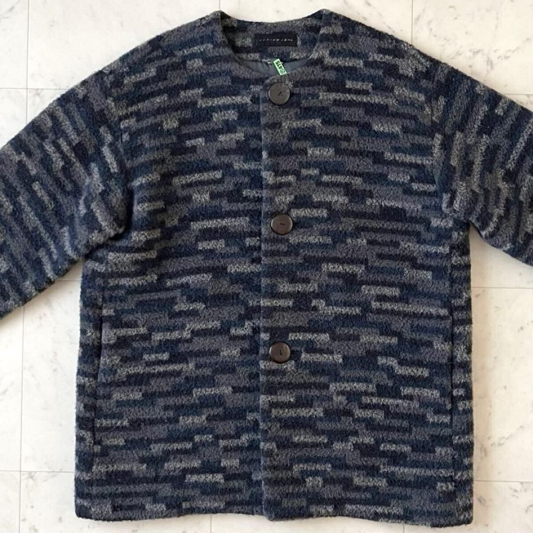 美品＊ヨーガンレール アルパカ混ウールハーフコート M 総柄 ノー