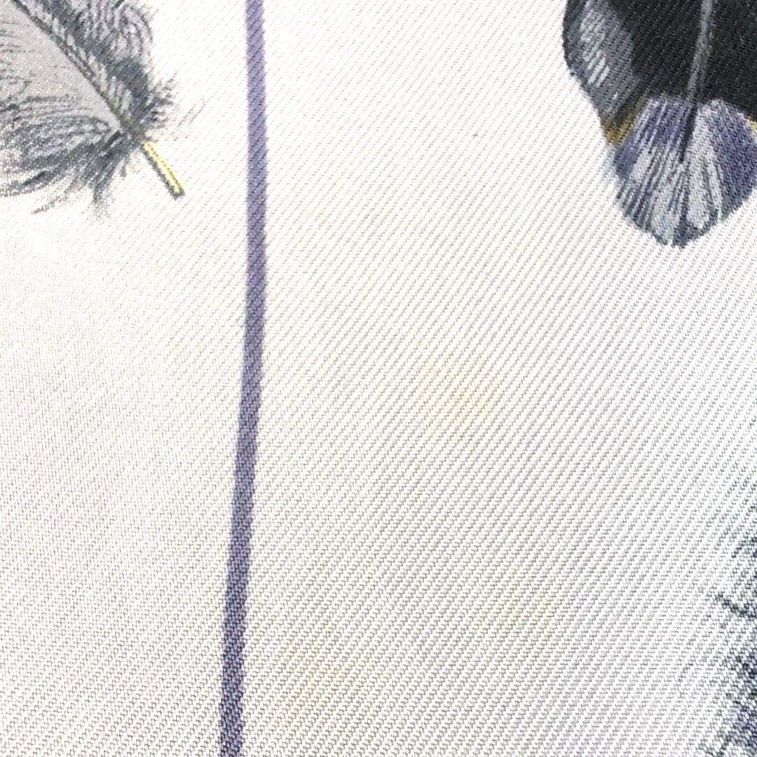 HERMES リバーシブル大判ショール シルク×アンゴラ 羽根柄 青灰 d112