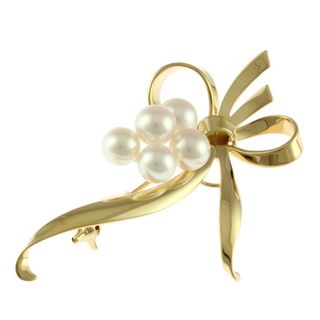 MIKIMOTO - 定番 ミキモト 月桂樹の葉彫り パールブローチ シルバー 美