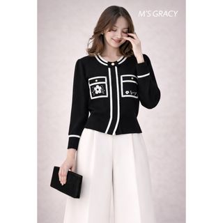 M'S GRACY - 美品2023インスタ掲載☆M'S GRACY パール牡丹花/ロゴ刺繍