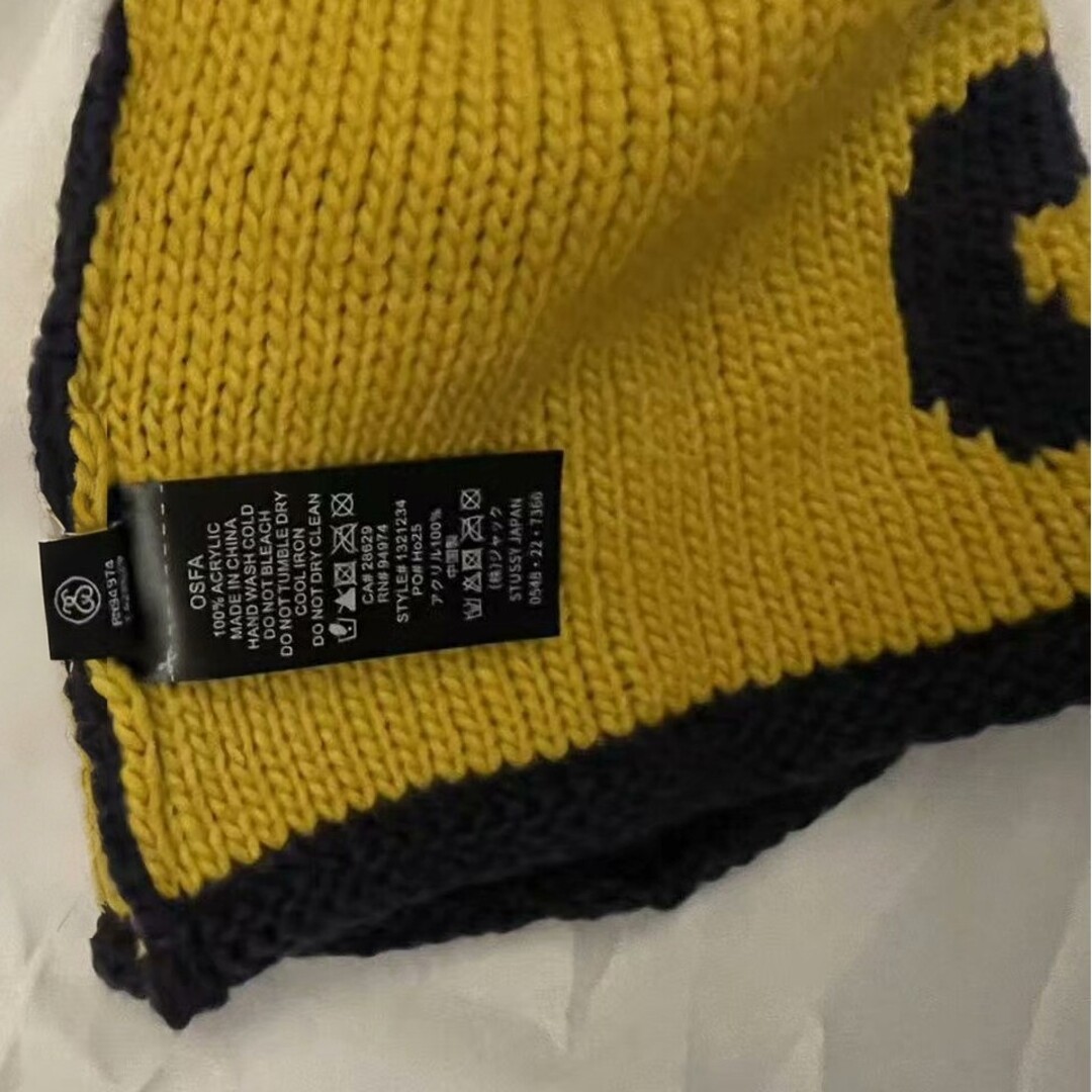 STUSSY - Stussy ニット帽 ネイビー/イエロー Sロゴの通販 by HATO's