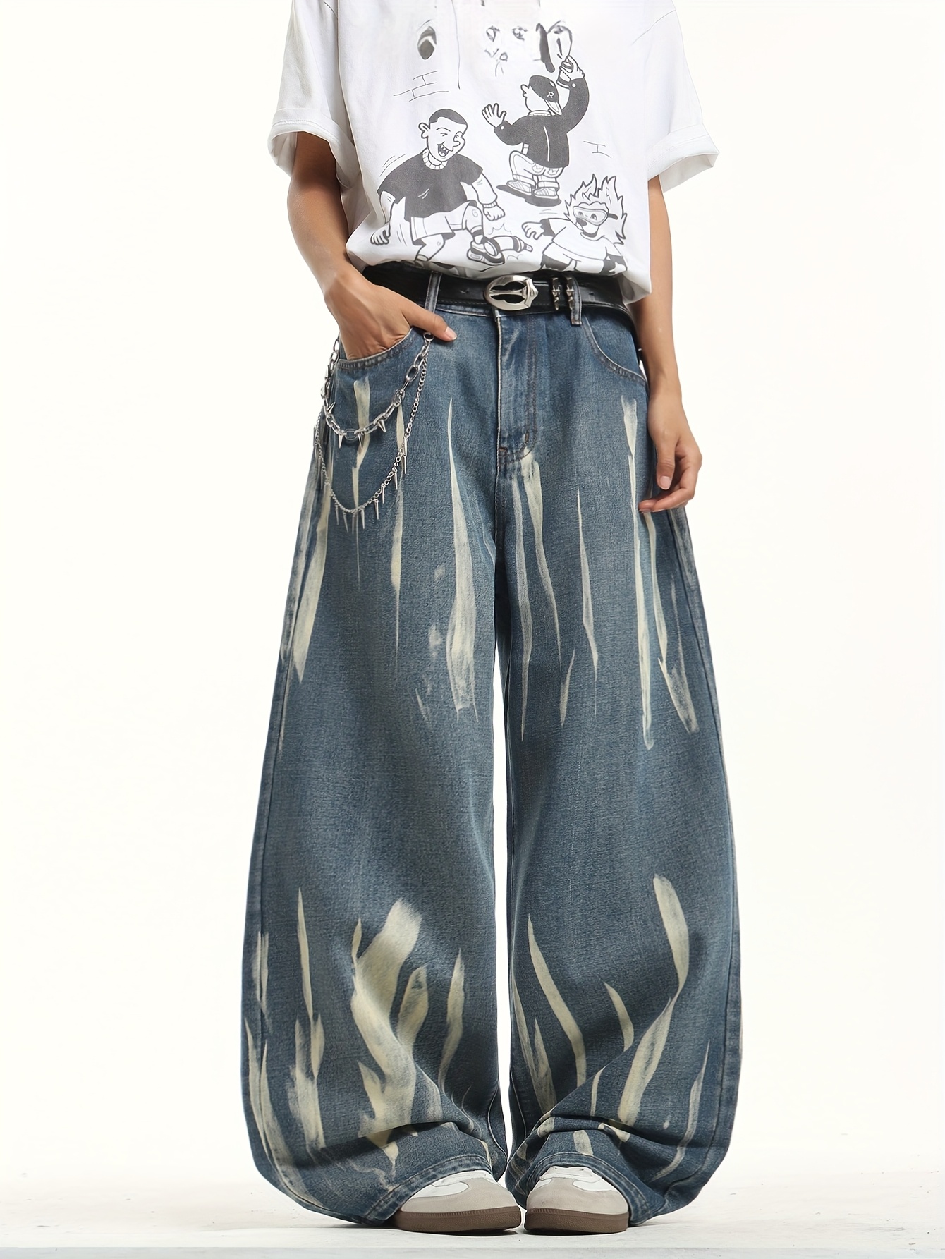 street style tie dye mens jeans loose - Temu Canada