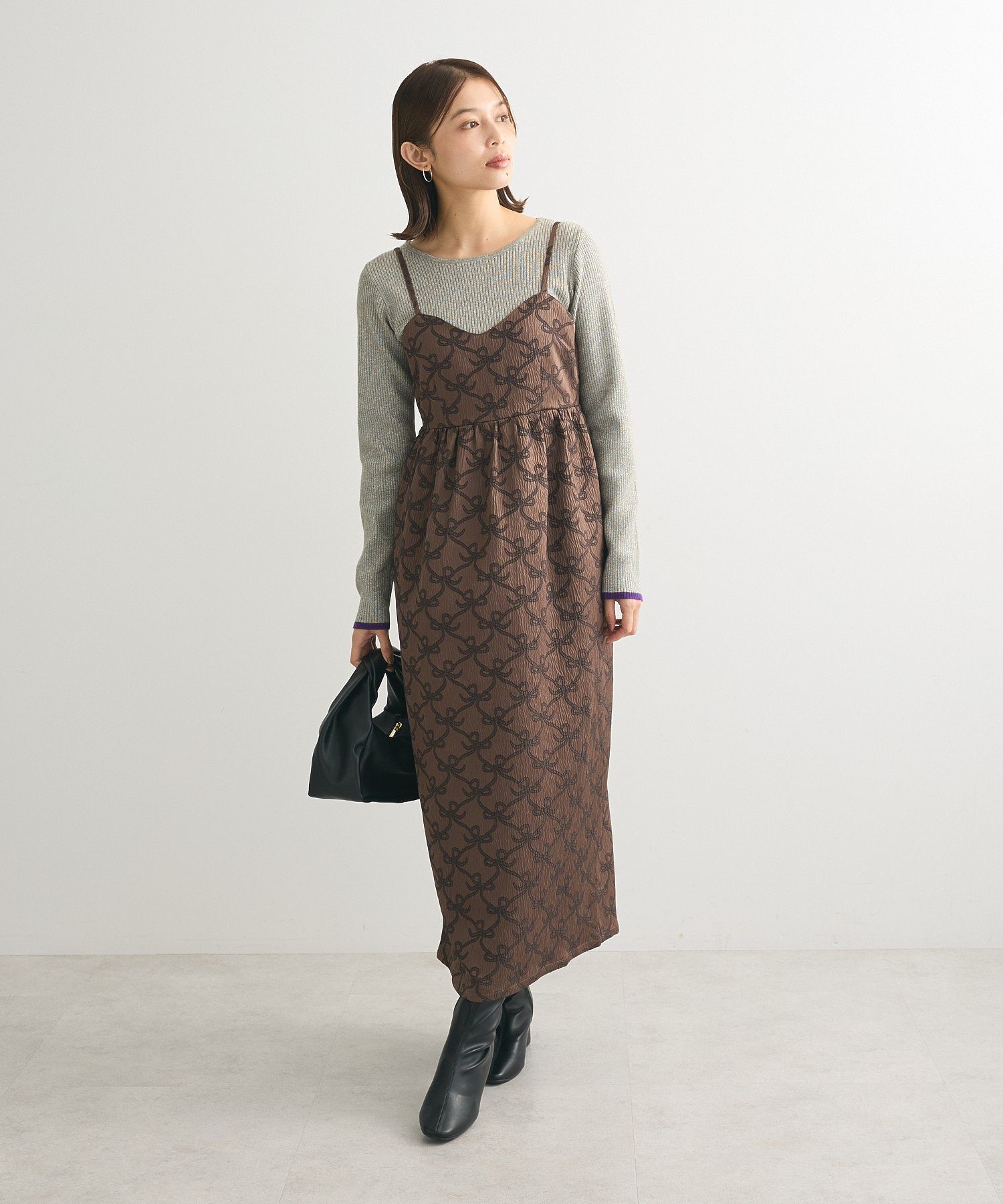 SUGARSPOONリボンジャカードキャミワンピ/Green Parks（グリーン