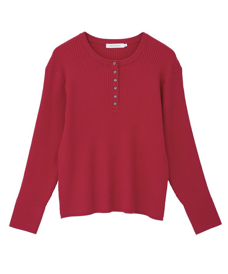 バイパチヘンリーネックリブニットプルオーバー＜静電気軽減