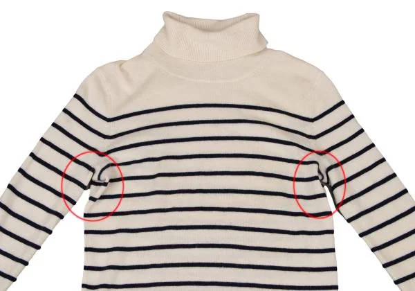 バーバリーBURBERRY LONDON カシミヤ混ウールワンポイント刺繍ボーダー