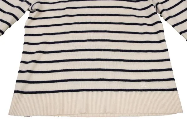 バーバリーBURBERRY LONDON カシミヤ混ウールワンポイント刺繍ボーダー