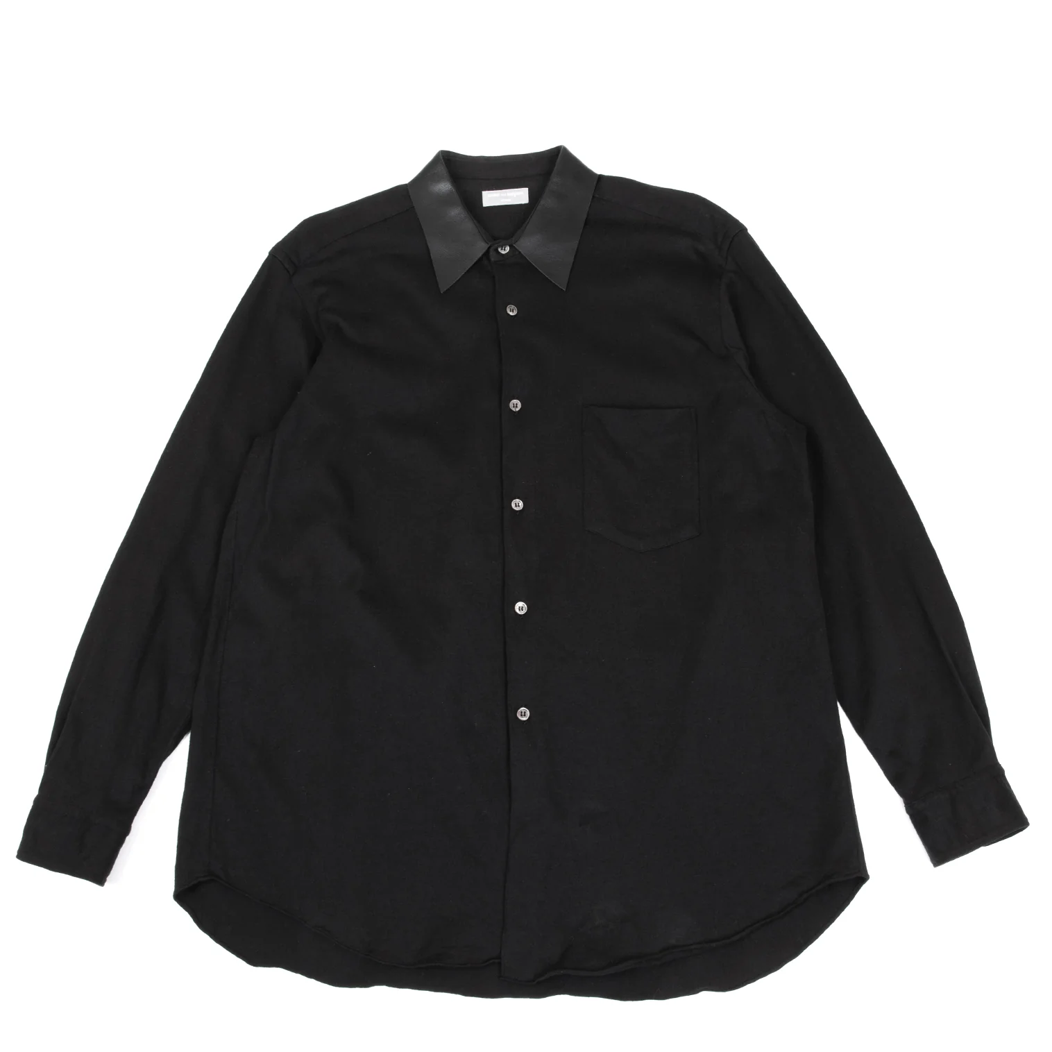 コムデギャルソン オムCOMME des GARCONS HOMME 襟レザー切替シャツ 黒