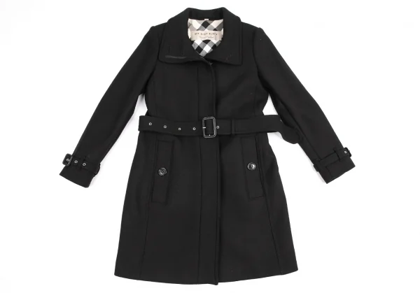 バーバリーBURBERRY LONDON カシミヤ混ウールシングルコート 黒UK8 (K