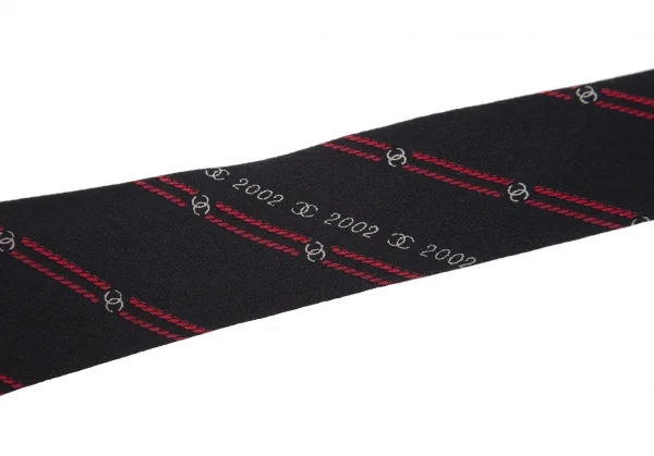 シャネルCHANEL シルクココマークレジメンタルネクタイ 黒赤 (K-117652)