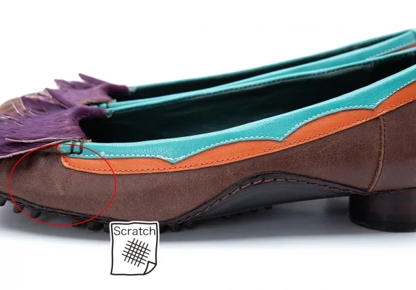 ツモリチサト ウォークTSUMORI CHISATO WALK 異素材切替パンプス 茶他