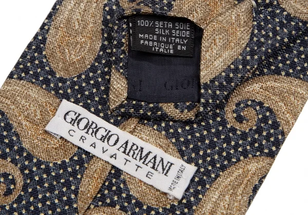 ジョルジオアルマーニGIORGIO ARMANI 勾玉柄シルクネクタイ 紺他 (K
