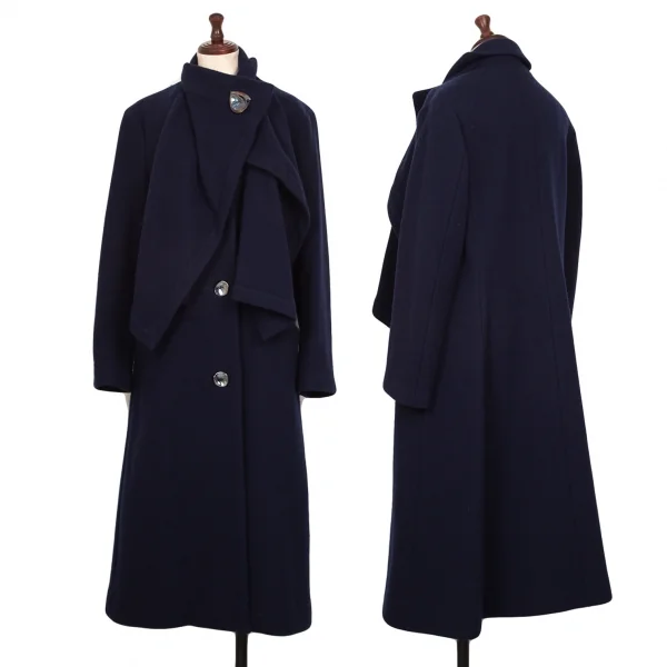 イッセイミヤケISSEY MIYAKE カシミヤ混ウール折り返しデザインコート