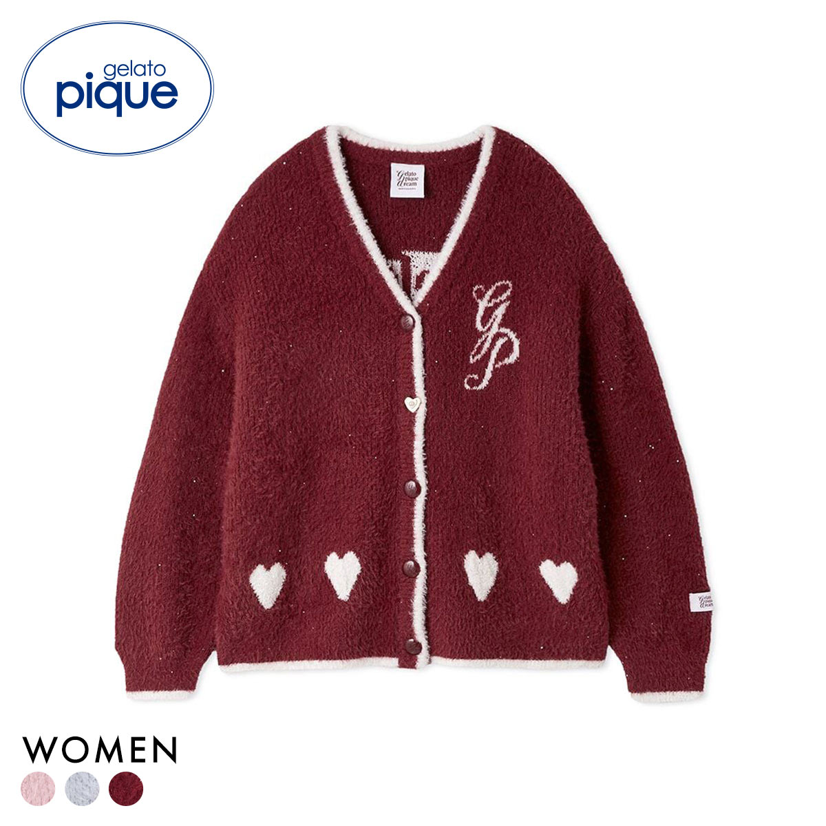 ジェラートピケ レディース HOLIDAY キラキラフェザーカーディガン