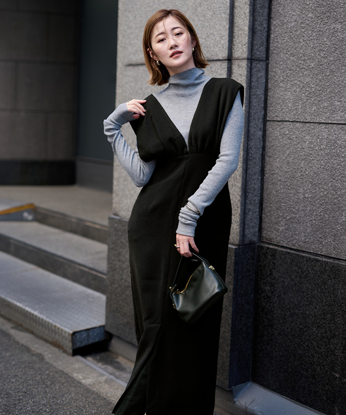 美品✨HeRIN.CYE ✨ハイウエストワイドサロペット 2024ss ブラック