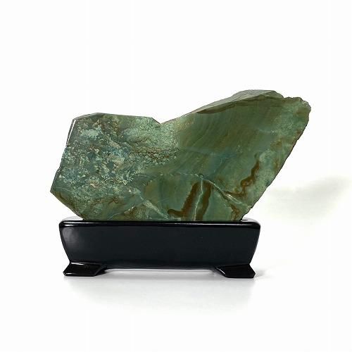 碧玉 磨き原石 台付き 】 出雲石 国産 花仙山 青めのう 緑 限定 一点物