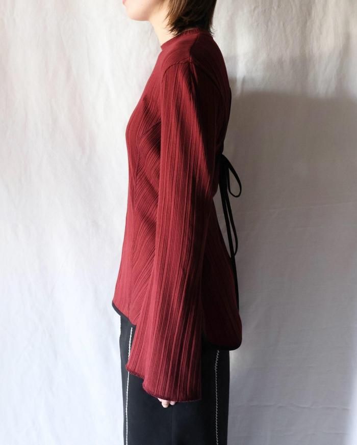 Mame Kurogouchi：Random Ribbed Organic Cotton Long Sleeve Top