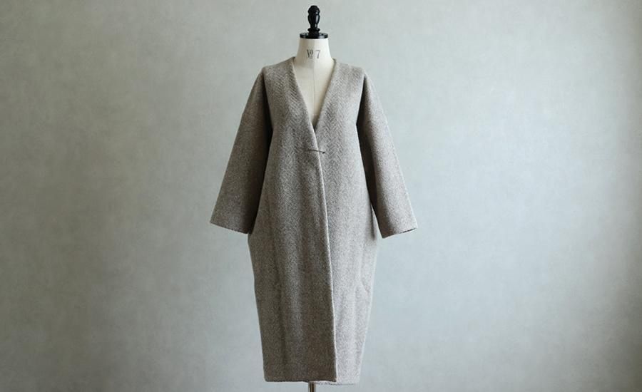 evam eva(エヴァム エヴァ)【2019aw新作】 ウールツイードローブコート