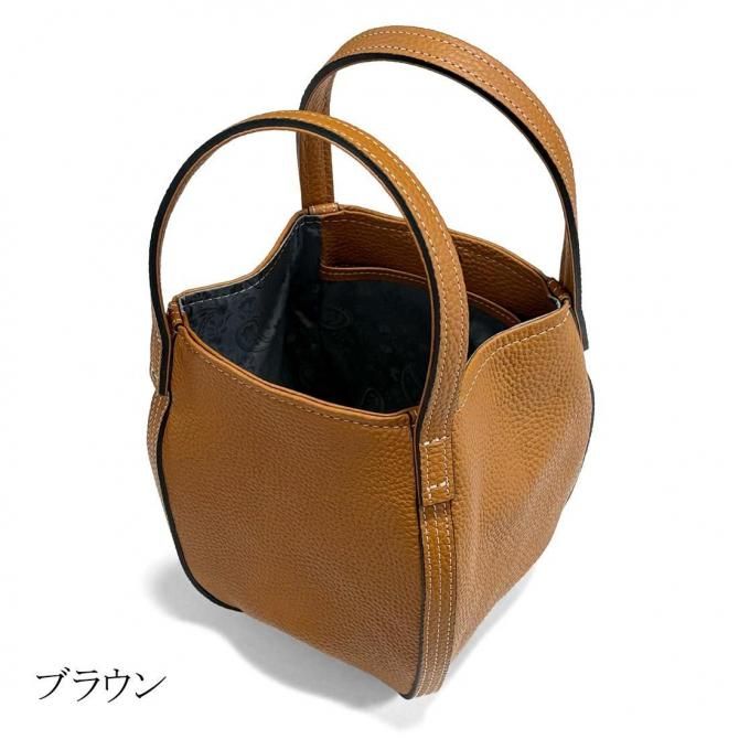 トートバッグ バケツ型 | 本革 シュリンクレザー ブラウニー