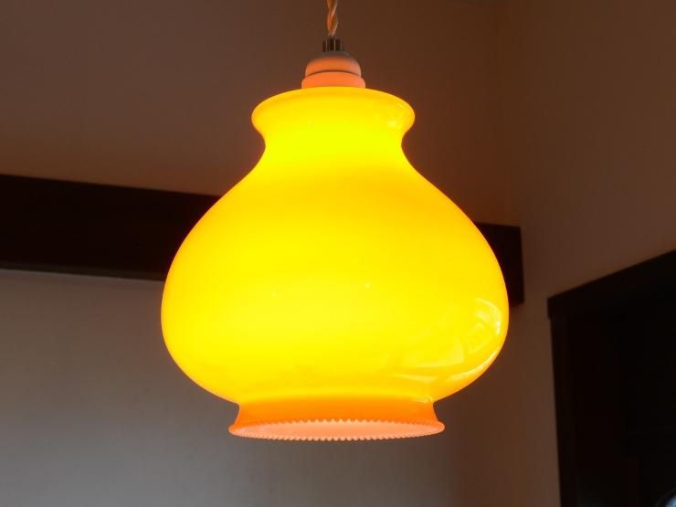 ヴィンテージ オレンジミルクガラス ペンダントランプ｜アンティーク