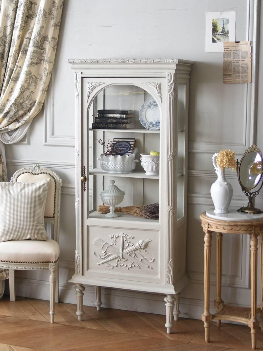 アンティーク3面ガラスキャビネット.10 フランスアンティーク家具