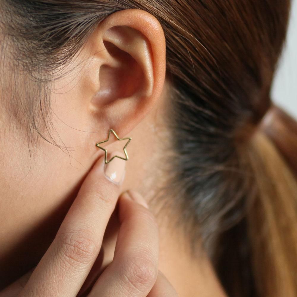 k18 hp-539-17w ワイヤー スターピアス S(片方タイプ) hirondelle