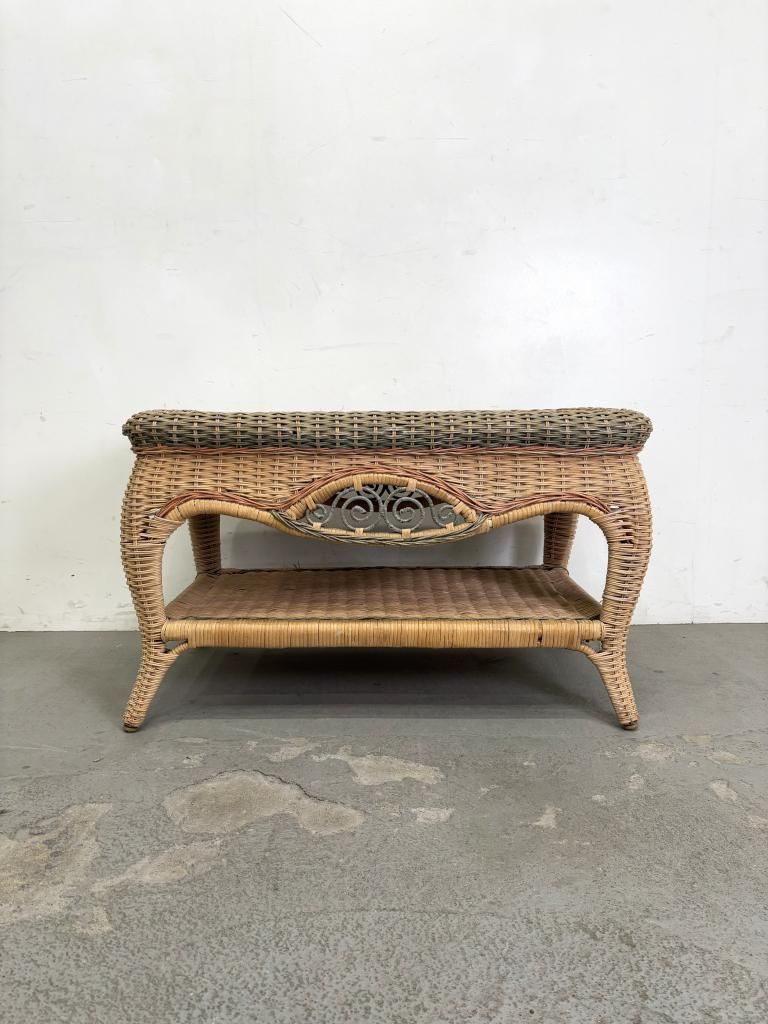 ヴィンテージ ラタン ローテーブル - アンティーク、ビンテージの