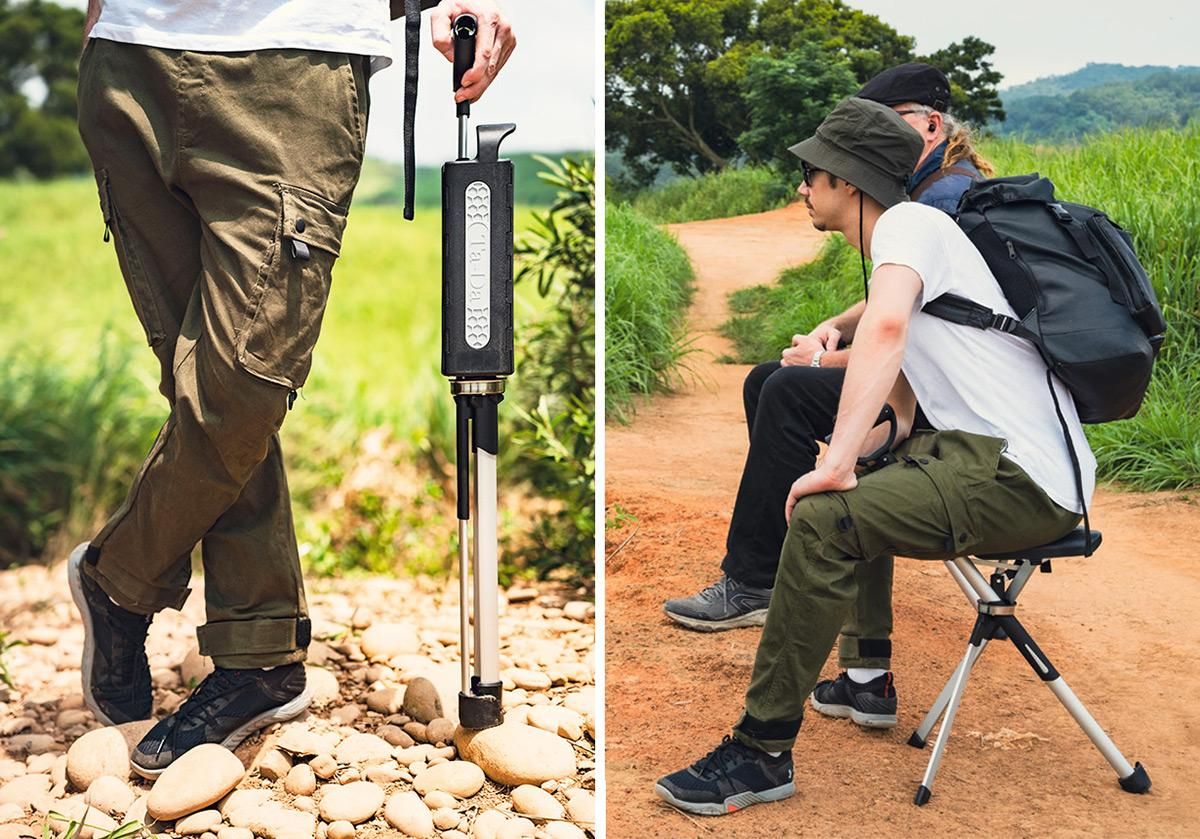 椅子になるアクティブステッキチェア Ta-Da Chair Series2（ブラック