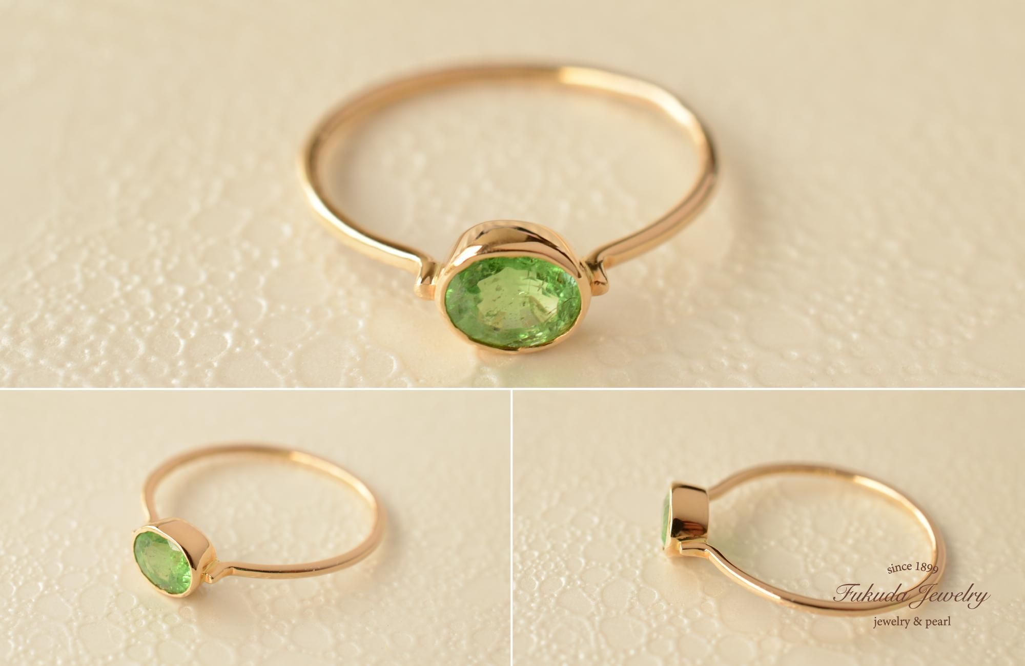K18グリーンサファイアリング - 宝石真珠の専門店 | 宝石フクダ