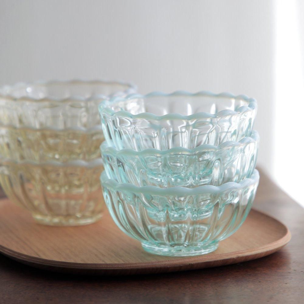 廣田硝子 雪の花 ひめ鉢 | レトロ モダン ガラス食器 - 京都匙亀