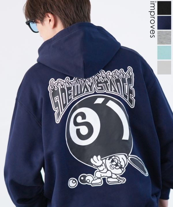 SIDEWAYSTANCE】Sボール裏毛プルパーカー