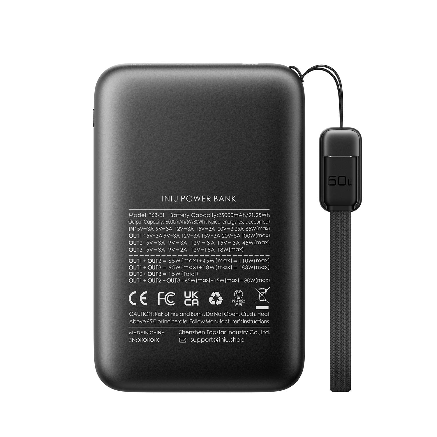 INIU | P63-E1 100W High Capacity Laptop Power Bank | 25000mAh