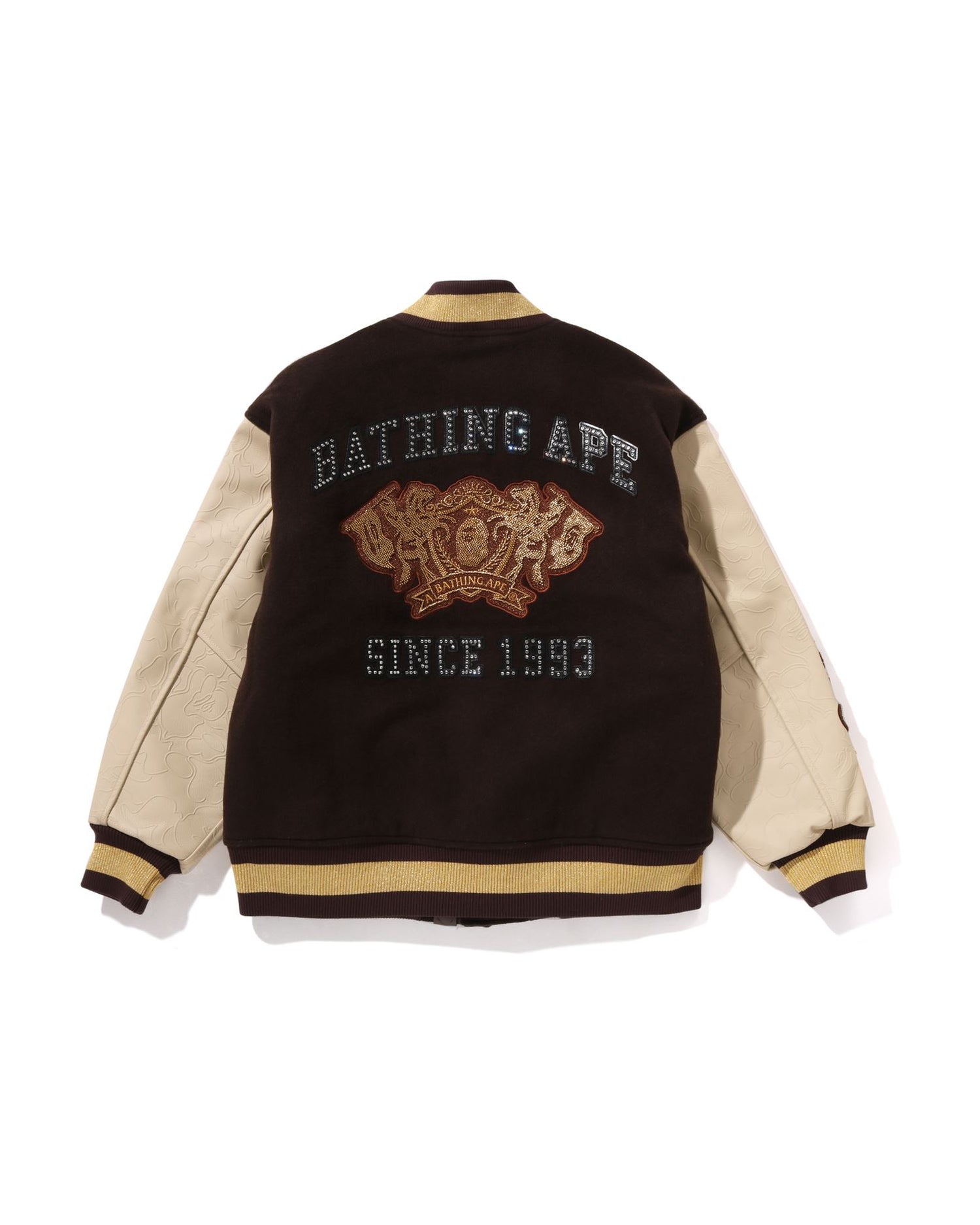 A BATHING APE® Line Camo Multi Logo Wool Varsity Jacket | Bape