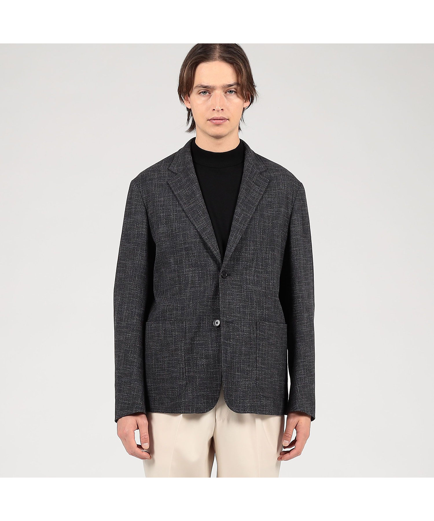 ウールシルクナイロン シングルブレステッド 2Bジャケット